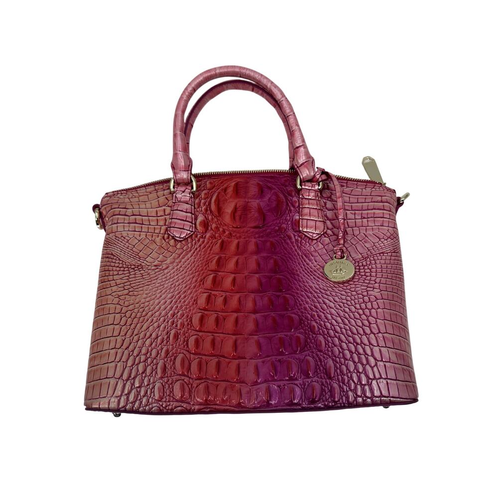 Brahmin Duxbury Croc Embossed Leather Satchel Mulberry Potion Bag Pink Women's